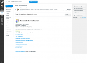 Screenshot of the Front Page as Home Page