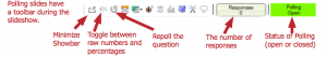 During the slide show, there is a toolbar present.