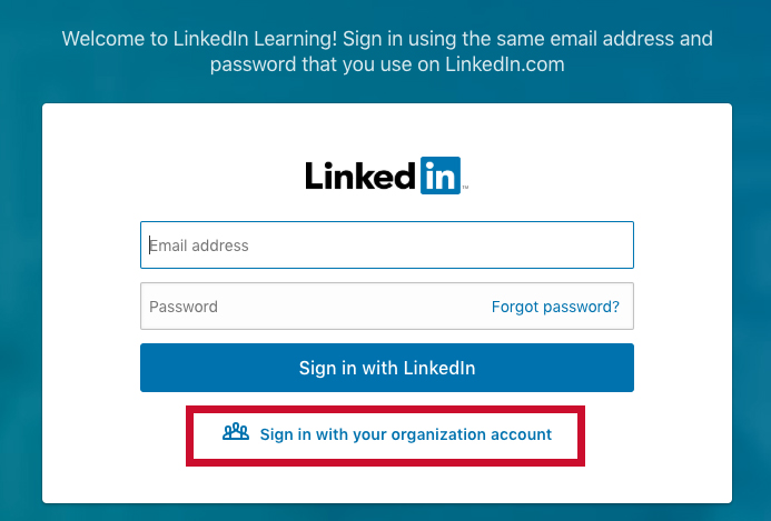 LinkedIn Learning sign in step 2